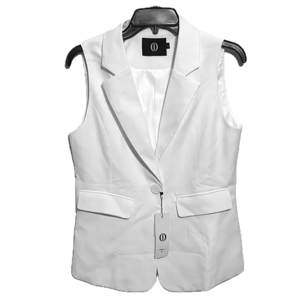 NWT IDEALSANXUN White Sleeveless Blazer Vest Business Casual Office Top Small - Image 3