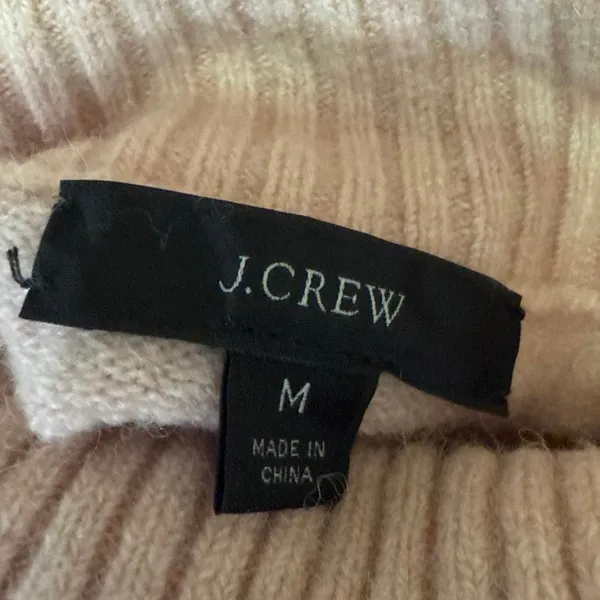 J.Crew Pink Wool Foldover Ribbed Knit Long Sleeve Pullover Sweater Top Size M - Image 3