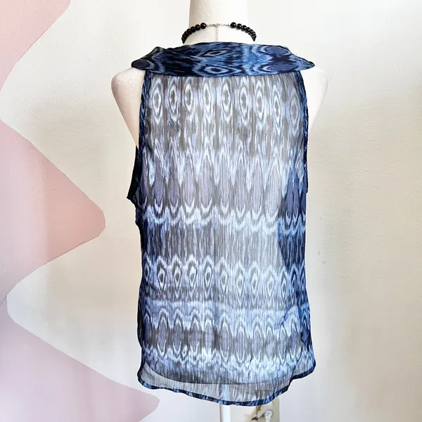 Blue Sheer Cowl Neck‎ Tank Top Y2K Fairy Grunge Indie Sleaze Tumblr Large - Image 3