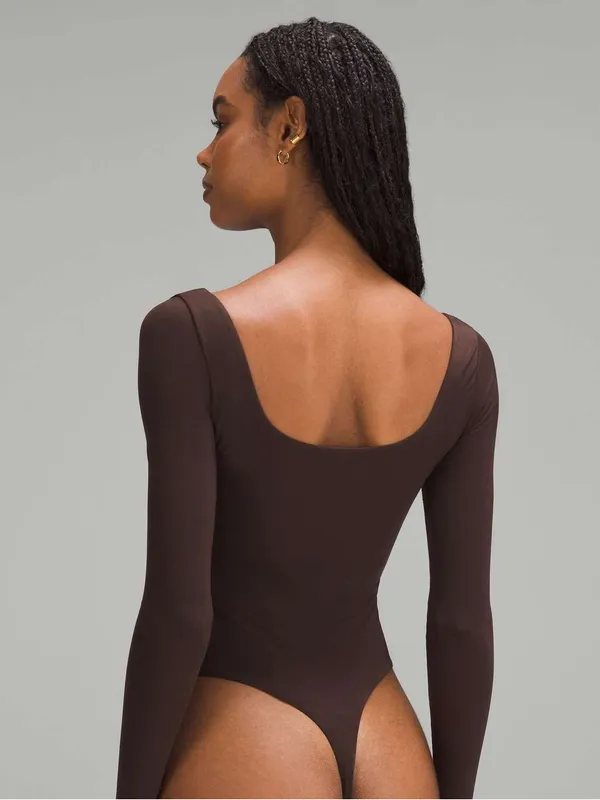 Lululemon • Wundermost Ultra-Soft Nulu Square-Neck Long-Sleeve Bodysuit brown - Image 15