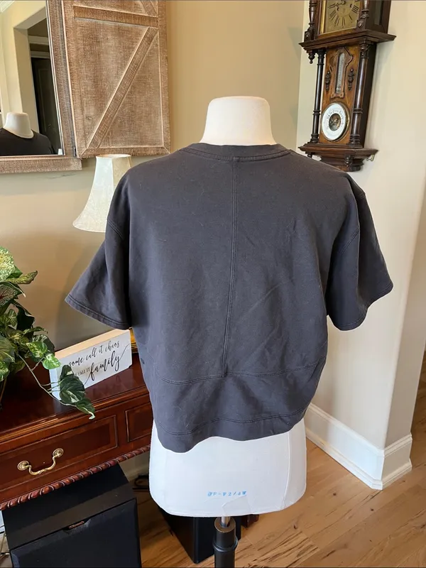Lululemon LA Side Cinch T Shirt Charcoal Knit Boxy Cropped Crewneck Tee - Image 4