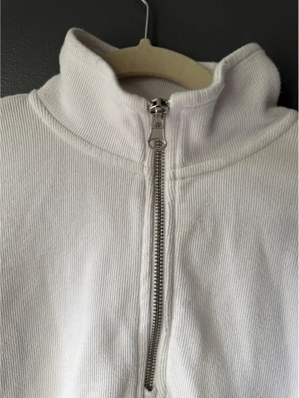 Aerie White Half-Zip Pullover Sweatshirt XS - Image 3