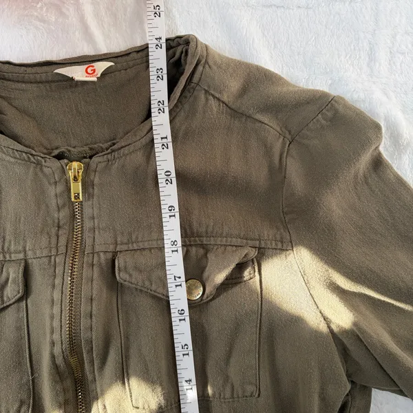 Guess Cargo Utility Jacket Women's M Green Viscose Military Gorpcore Retro Y2K - Image 7