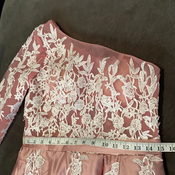 Women’s Dusty Pink One Shoulder Full Length Prom Party Dress Size M **READ** - Image 7