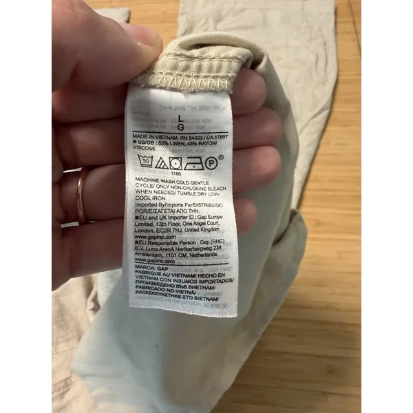Gap Womens Linen Blend Pull On Wide Leg Pants Oatmeal Size Large - Image 4