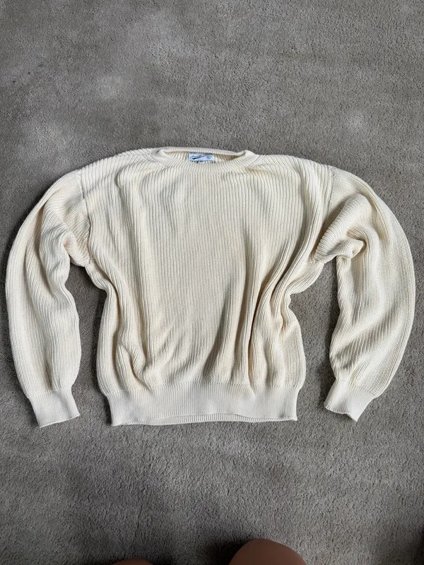 American Trench Cream Knit Sweater – Size Medium - Image 2