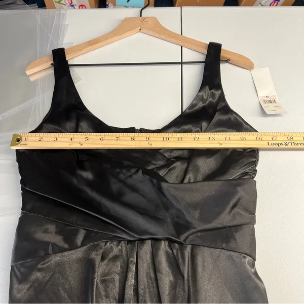 London Times Elegant Black Stretch Satin Sleeveless Sheath Dress NWT Size‎ 10 - Image 12