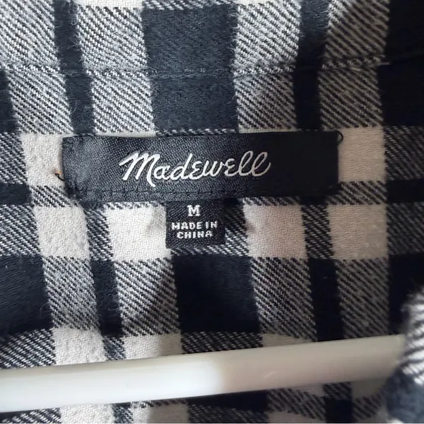 Madewell Black White Plaid Bridgeport Button Up‎ Flannel Top - Image 3