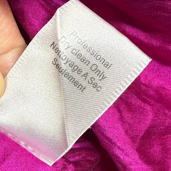 Alice + Olivia Magenta Silk One‎ Shoulder Tank Top Crinkle Chiffon XS - Image 6
