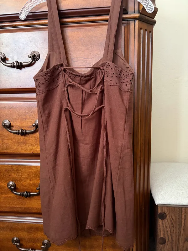 American Eagle brown mini button up dress tie back - Image 3