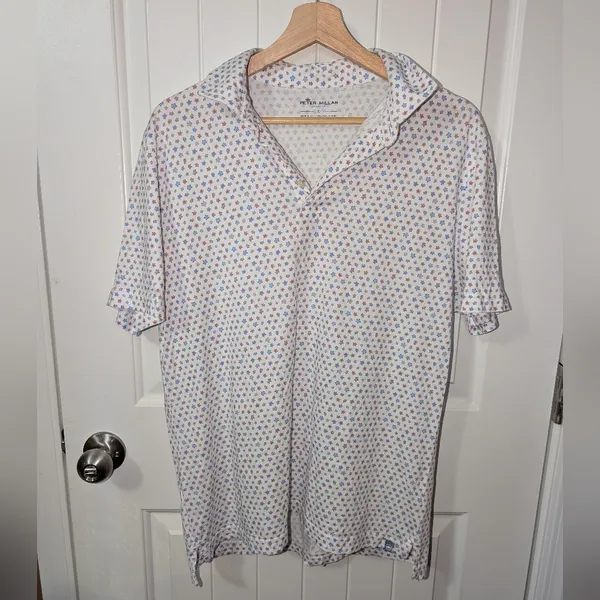 NWOT Peter Millar Polo Shirts Pima Cotton Lot Of 2 Women's Small Patterned White - Image 9