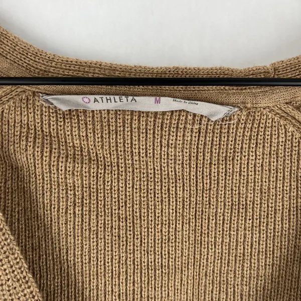 Athleta Hanover Sweater‎ Womens Size M Extra Fine Merino Wool Blend V-Neck Brown - Image 2
