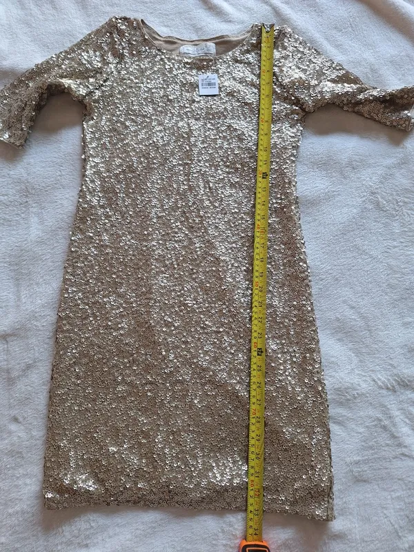 Abercrombie & Fitch Gold Sequin Bodycon Mini Dress Medium NWT - Image 6