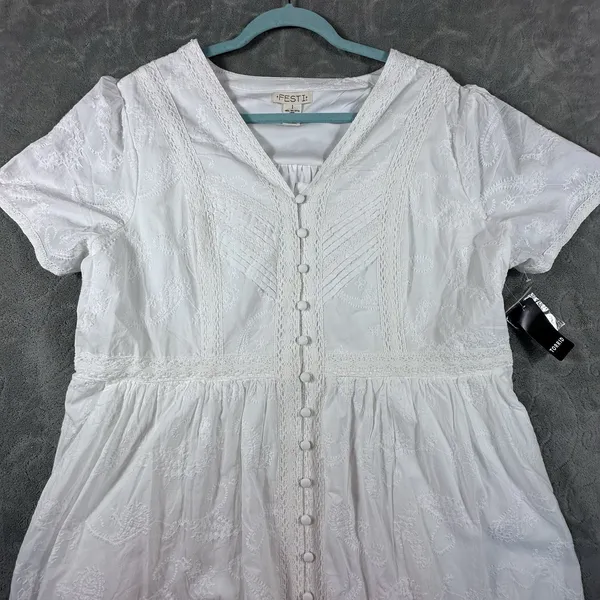 Torrid Festi Maxi Cotton Voile Crochet Detail Dress 1 White 14 16 Tiered Eyelet - Image 15