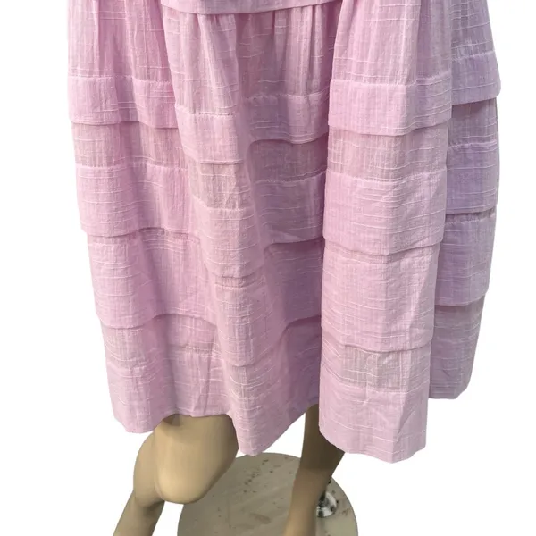 Easel Pink Babydoll Puff Sleeve Pleated Tiered Dress NWT Small Cottage‎ Fairy - Image 4