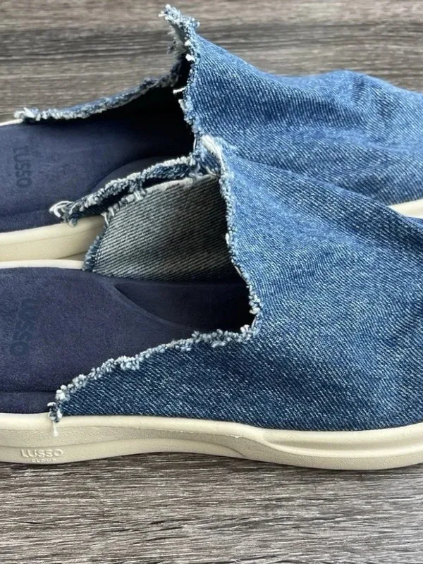 Lusso Cloud Blue Denim Pelli Slip-on Waffle-Knit Mules Shoes Size 9 NWOT - Image 7