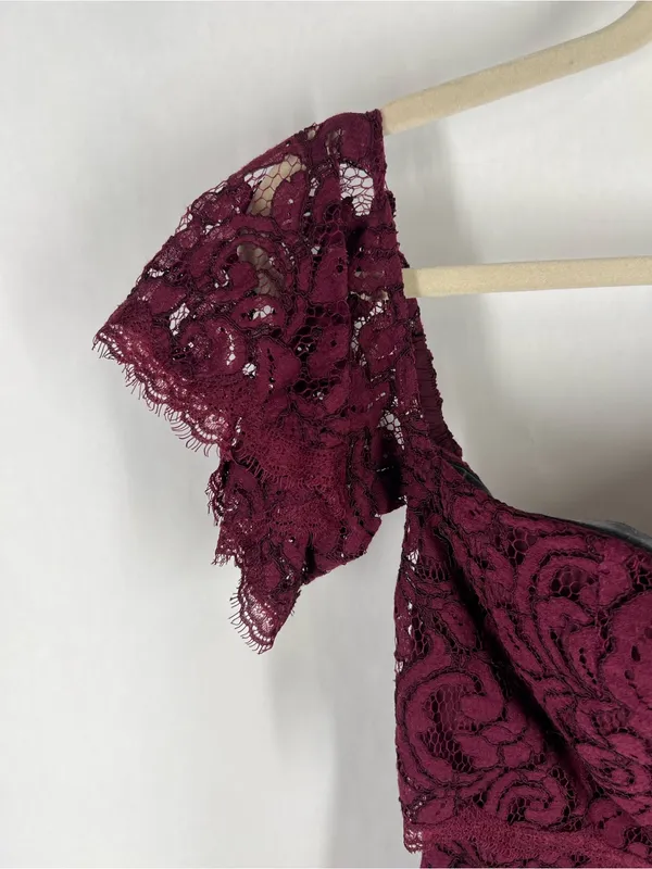 Jasmine Bridesmaids JB Burgundy Lace‎ Off Shoulder Dress NWT Size 6 - Image 2