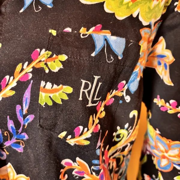 Lauren Ralph Lauren Floral Sleep‎ Shirt Nightgown Monogram Pocket Medium Cotton - Image 4