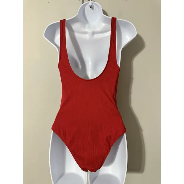 ARO‎ Swim Red Emmie Ribbed One Piece Swimsuit Size S - Image 5
