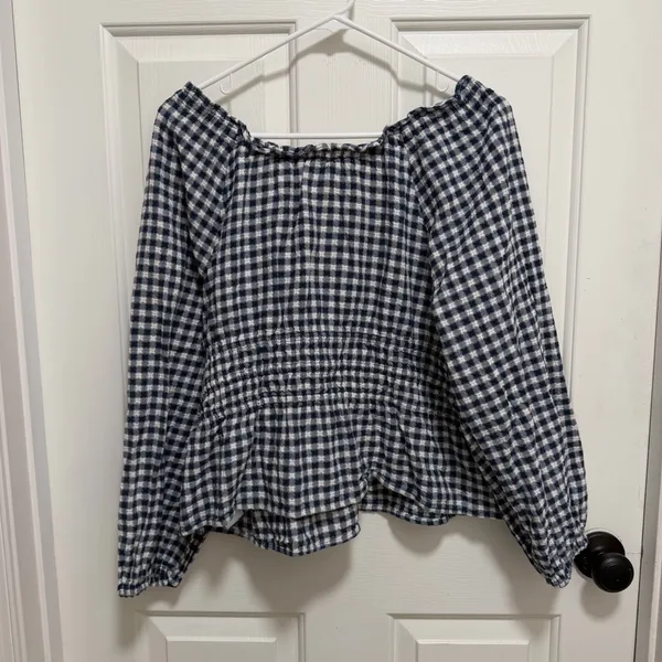 Madewell Sophia Top in Textured Windowpane Size XL - Image 3