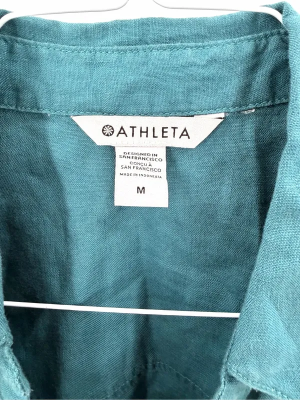 Athleta NWT Playa 100% Linen Tie Wrap Casual Athlesiure Short Sleeve Blouse Top - Image 8