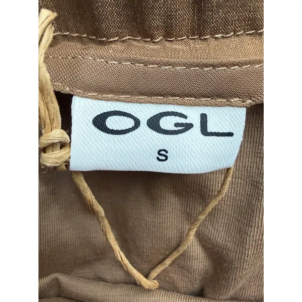 OGL Burnt Orange Maxi Flare Skirt Lyocell Linen Blend A Line NWT Small - Image 6
