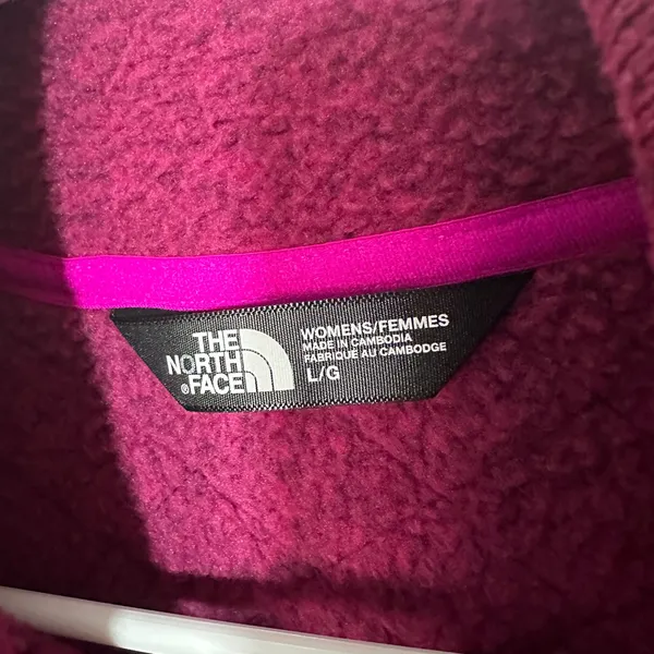 The North Face Pullover Fleece Jacket Pink Quilted Womens‎ Large Warm Logo - Image 2