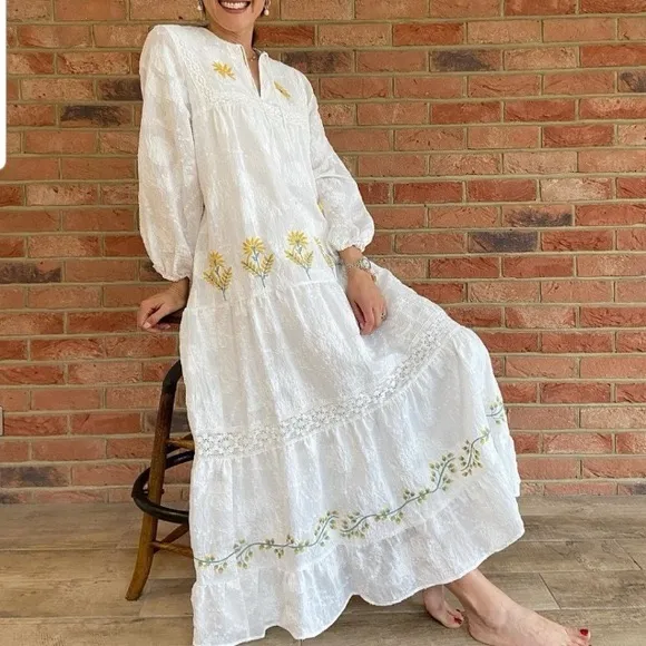 Zara Crochet Embroidered Dress Maxi‎ Bloggers Fav - Image 2