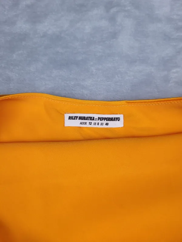 Riley Hubatka x Peppermayo Orange Satin One Shoulder Mini Dress Size US 8 - Image 10