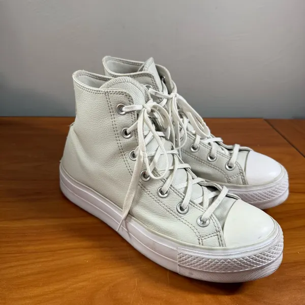 Converse Chuck Taylor All Star High Lift Platform Sneaker Shoe‎ Off White W9 - Image 4