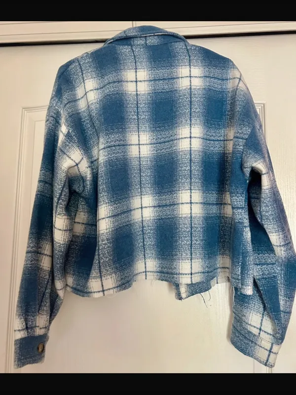 $65 NWOT Blue B collection Cleo Shacket in light blue plaid, L - Image 7