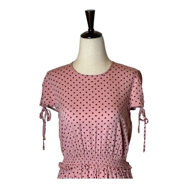 Gal Meets Glam Pink And‎ Red Polka Dot Corinne Fit And Flare Midi Dress Size 4 - Image 5