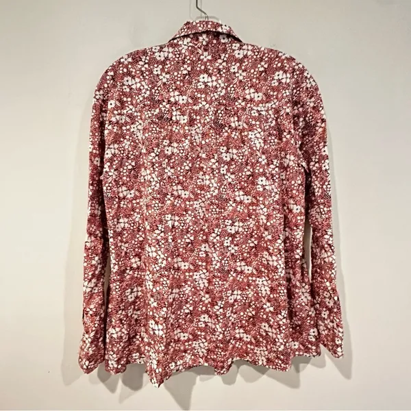Pilcro Anthropologie Sasha Smocked Boyfriend Blouse Women's‎ XS Pink Boho Hippie - Image 8