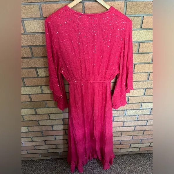 Sundress Juliana Sequin Dress Saint Barth Blush Pink Flowy High Low Size M/L - Image 4