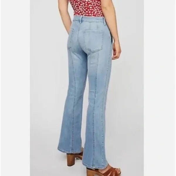 Free People So Many Seams Flare Jeans Retro 70's Size 24 Medium Wash Denim - Image 3