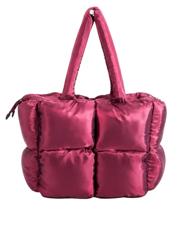 Katydid Wine Mini Puffer Tote Bag Burgundy Quilted Crossbody NWOT - Image 7