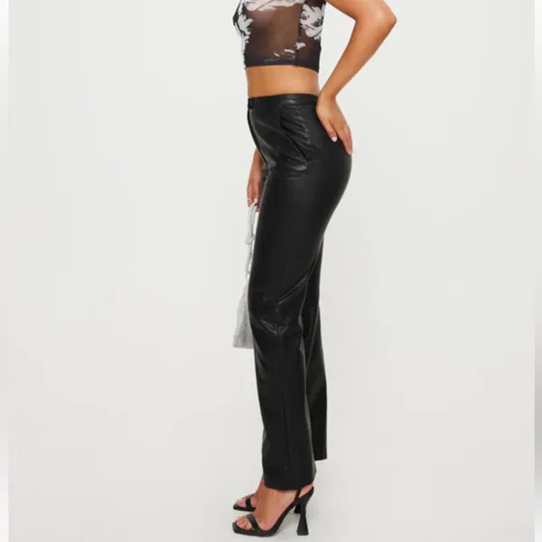 Princess Polly Zyaire Mid Rise Faux Leather Pants Black Size 4‎ - Image 5