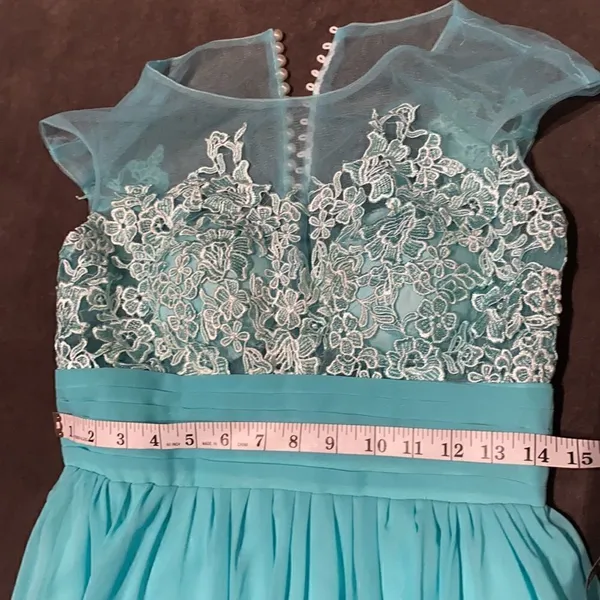 Women’s Chiffon Lace Appliqué Dress with Slit Prom Party Wedding NWOT 8 - Image 8