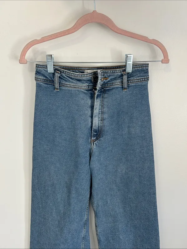 Zara The Marine Straight High Rise Wide Leg Jeans - Image 4