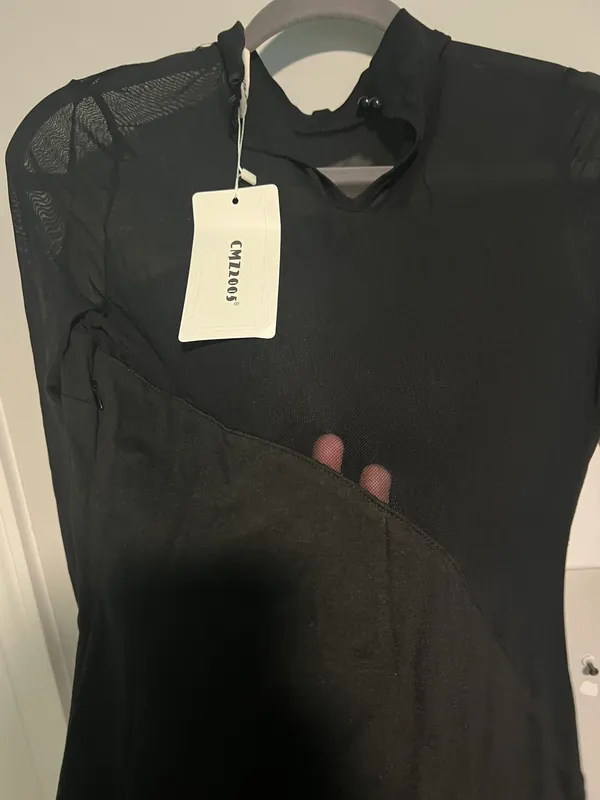 Cmz2005 Long Sleeve Mesh Black Dress - Image 3