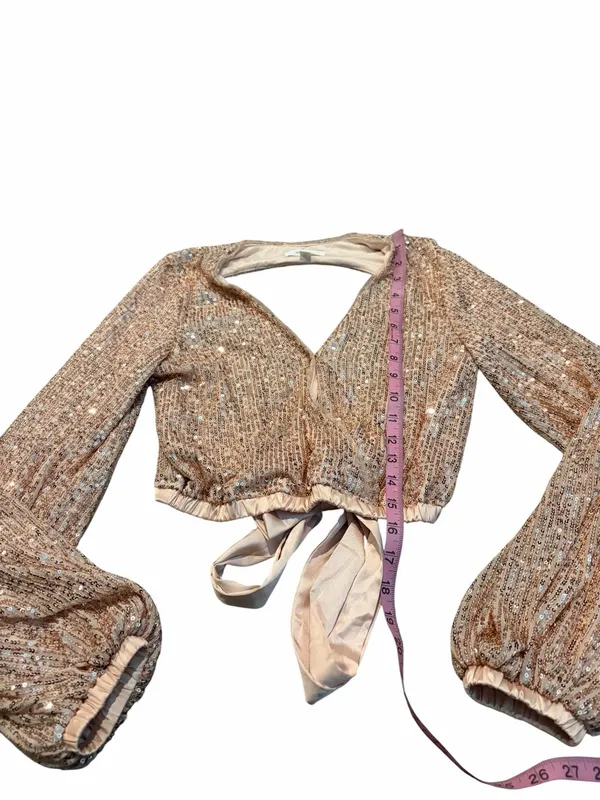 MABLE sequin crop top with tie back - Image 2