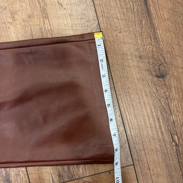 Aritzia Wilfred Elaine Flared High-Rise Vegan Leather Pants Patina Brown 10 $148 - Image 11
