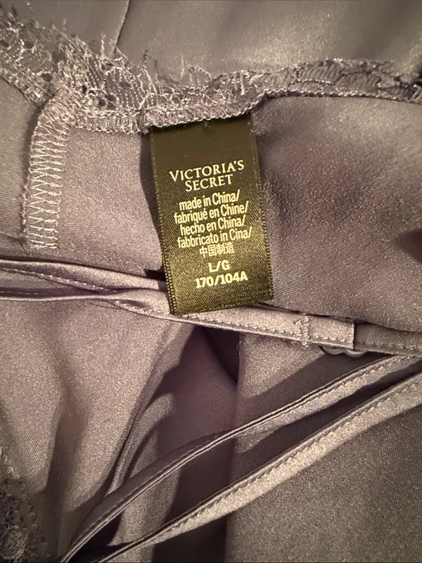 Victoria's Secret Satin Slip pullover lace Gray large adjustable straps lingerie - Image 7