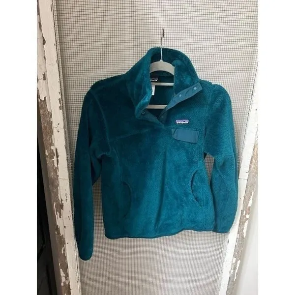 Patagonia Re-Tool Snap-T Fleece Pullover Polartec Fuzzy Teal Style 25442 Size XS - Image 2
