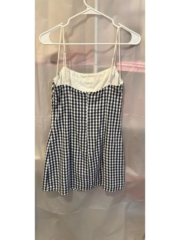 Nia Women's Small Black and White Gingham Spaghetti Strap Dress - Image 2