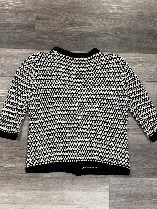 Cabi Coco Women’s Cardigan Sweater Black & White Waffle Knit Button Size Medium - Image 7