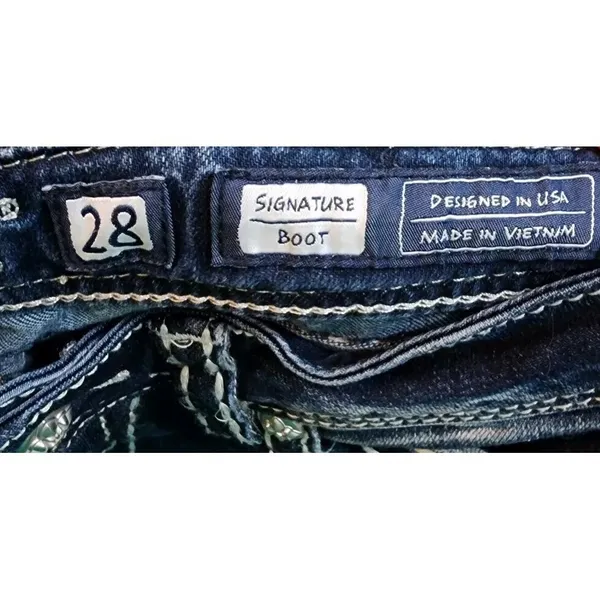 Miss Me Jeans Signature‎ Boot Cut Embellished Dark Wash Denim Jeans Size 28 - Image 3