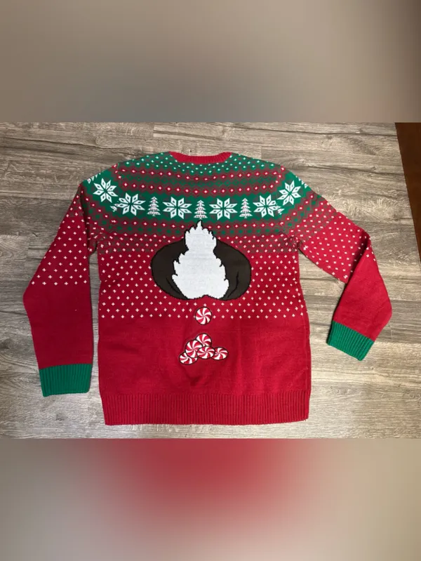 Ugly Christmas Sweater Red & Green Reindeer Crewneck - Image 8