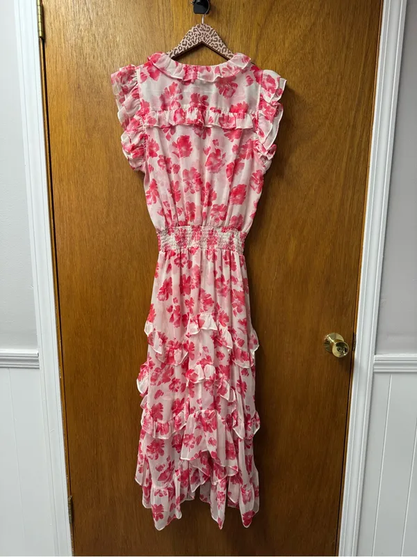 MISA Los Angeles Dakota Sleeveless Midi Dress Abstract Rose Flora Pink Medium - Image 14