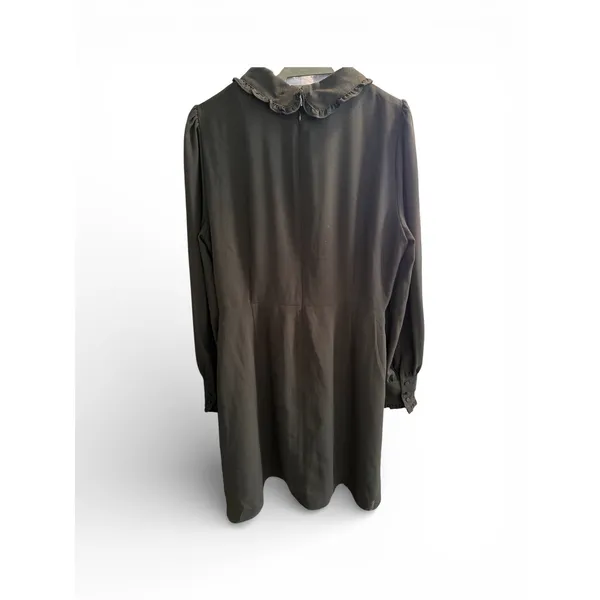 J.Crew Black Long Sleeve Ruffle‎ Collar A Line Dress Item size 14 - Image 3